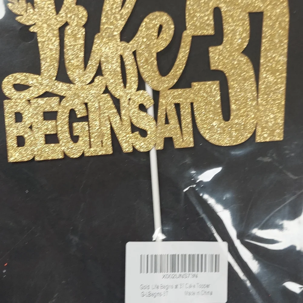 New Gold Glitter Life Begins at 37 Cake Topper 37th Birthday